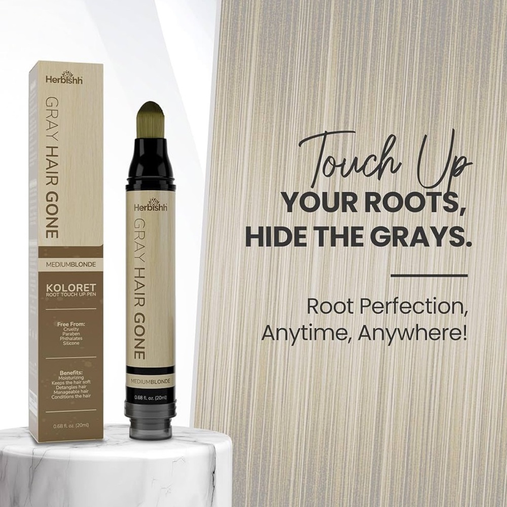 New Herbishh KOLORET Root Coverup Pen for Medium Blonde Hair Sealed in Box $24
